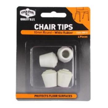 Tip Chair Rubber White Round 10mm Pk4