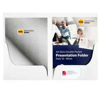 Sp- Presentation Folder Marbig Double Pocket A4 Gloss White