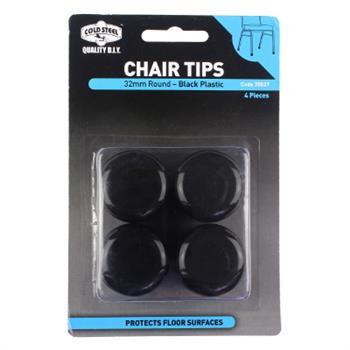 Tip Chair Plastic Black Round 32mm Pk4