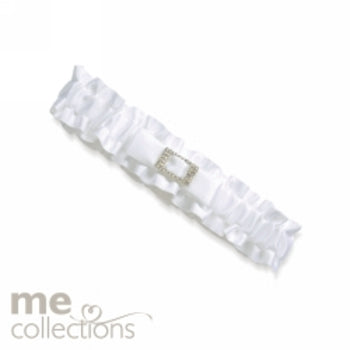 Sp- Wedding Garter Me Diamante Brooch & Bow White