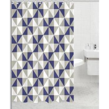 Curtain Shower Printed Polyester Blue Diamond