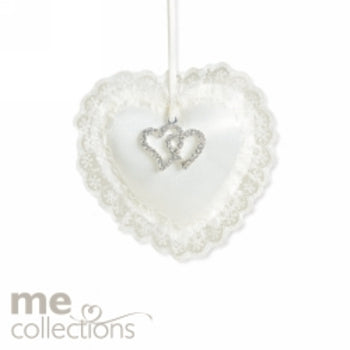 Sp- Wedding Charm Me Padded Heart W/Diamante Charm Ivory