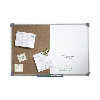 Sp- Whiteboard Quartet 600X900Mm Penrite Combo White/Cork Aluminium Frame