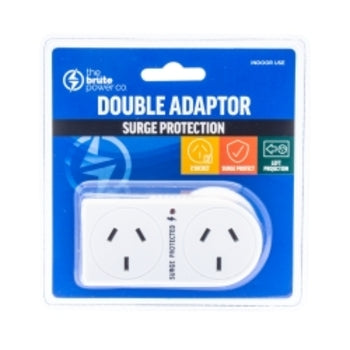 Double Adaptor The Brute Power Co. Flat Left+Surge Protection White