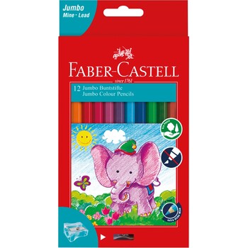 Pencil Coloured Faber-Castell Jumbo Free Sharpener 12'S