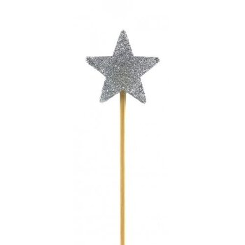 Candle Alpen Long Stick Silver Glitter Star