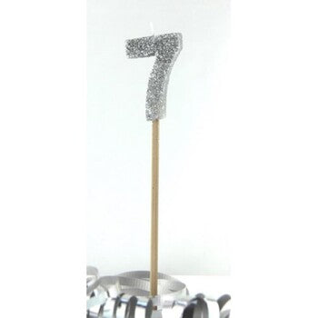 Candle Alpen Long Stick Silver Glitter No.7