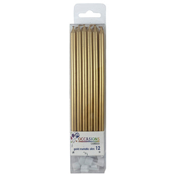 Candle Alpen Slim 120Mm Gold Pk12