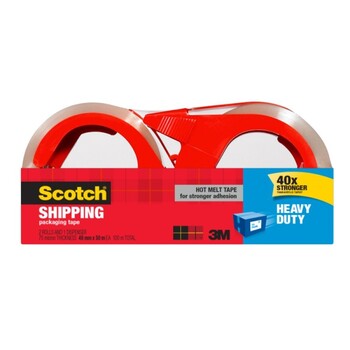 Tape Packaging Scotch 48Mmx50M 3850-2-Au Hvy Dty Shipping 2 Rolls & Disp