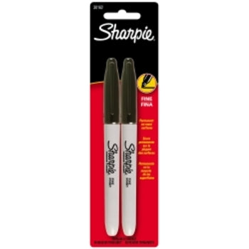 Marker Sharpie Permanent Fine Black Pk2