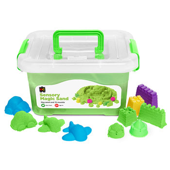 Sensory Sand Ec 2Kg Magic Green With 18 Moulds