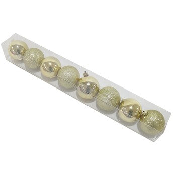Decoration Xmas Baubles 60Mm 8 Pieces Shiny And Glitter Gold