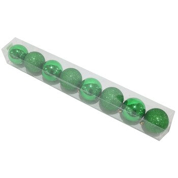 Decoration Xmas Baubles 60Mm 8 Pieces Shiny And Glitter Green