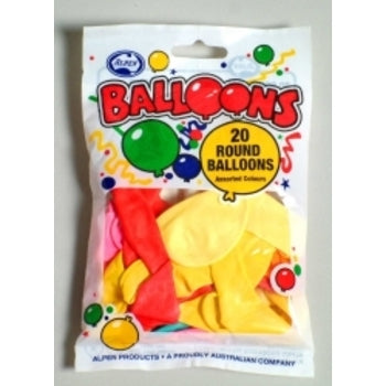 Balloons Alpen 23Cm Round Asst 20'S