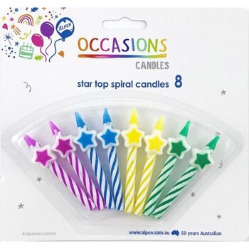 Candles Alpen Star Top Spiral (No Holders) Pk8