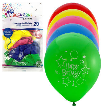 Balloons Alpen 25Cm Happy B'Day Asst 20'S