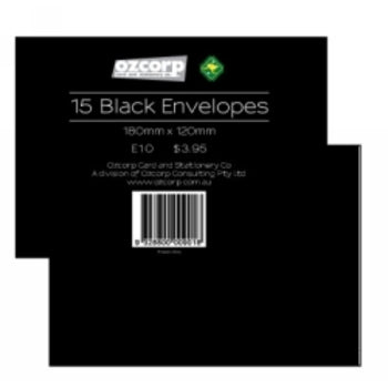 Envelope Ozcorp 180X120Mm Black Pk15