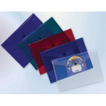 Document Folder B/Tone A4 Deluxe Button Clear