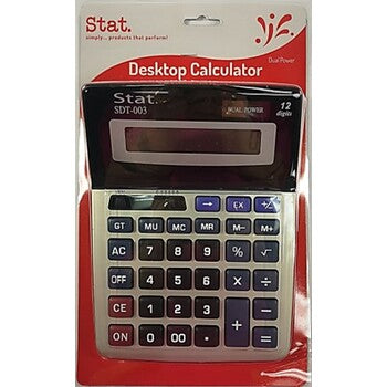 Calculator Stat 12 Digit Sdt003 Large Dual Pwr