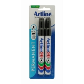 Marker Artline 90 5Mm Permanent Chisel Nib Black Pk2