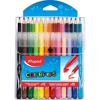 Sp- Combo Pack Maped Felt Tip Markers X12 & Coloured Pencils X 15 Asst Pk27
