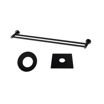 Double Towel Rail Bolera 633 R&S Back Plates Black 14007MB