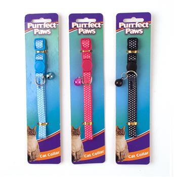 Collar Cat Safety Buckle Style 3 Asstd Colours 30x1cm