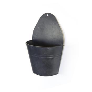 Wall Planter Bucket Black Zinc 22x11x32cm