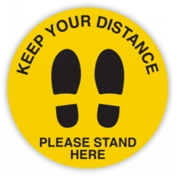 Sign Durus 350Mm Social Distancing Shoeprint Flr Adhesive Circle Blk/Ylw