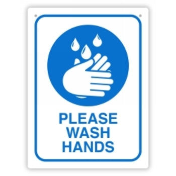 Sign Durus 225X300Mm Wash Hands Wall Blue/White