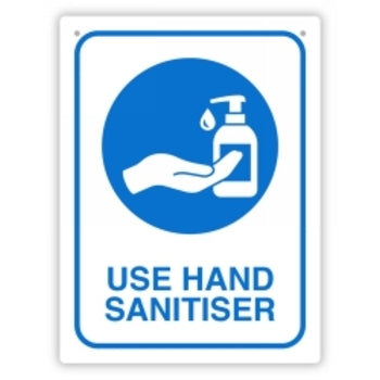 Sign Durus 225X300Mm Use Hand Sanitiser Wall Blue/White