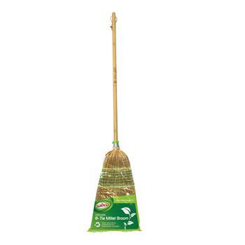 Broom Millet 8 Tie Naturals Bamboo Handle Sabco