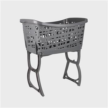 Basket Laundry 50L Foldable Legs Grey Queen