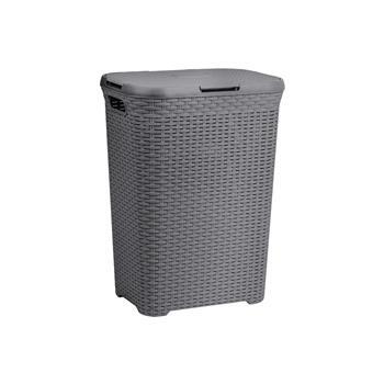 Hamper Laundry 60L Woven Pattern Grey Queen