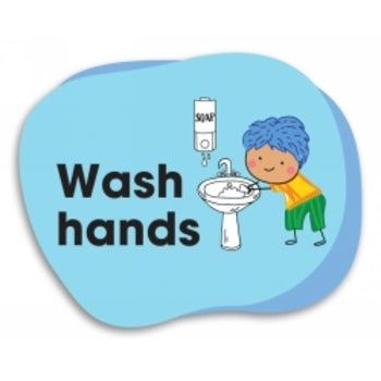 Sign Durus 250X200Mm School Outdoor Floor Memory Jogger Wash Hands Blue