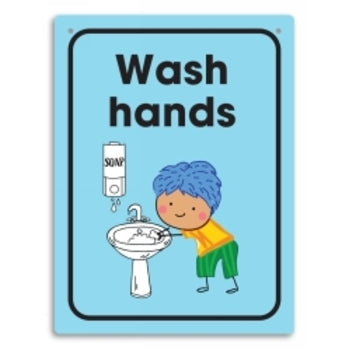 Sign Durus 225X300Mm School Wall Wash Hands Blue