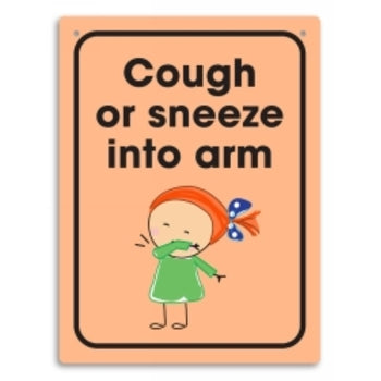 Sign Durus 225X300Mm School Wall Cough Or Sneeze Into Arm Orange