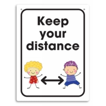 Sign Durus 225X300Mm School Wall Keep Your Distance White