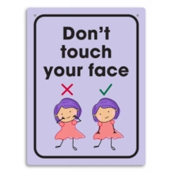 Sign Durus 225X300Mm School Wall Don'T Touch Your Face Purple