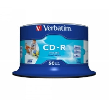 Cd-R Spindle Verbatim 700Mb White Inkjet 50Pk