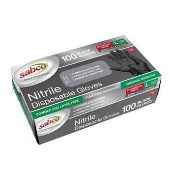 Gloves Nitrile Black Large 100pk Professional Sabco