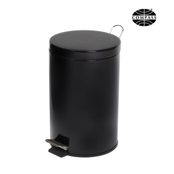 Bin Compass 12L Steel Pedal Round Black