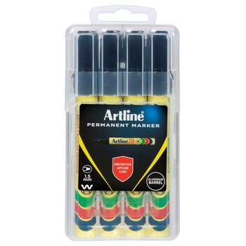 Marker Artline 70 Permanent 1.5Mm Bullet Nib Hard Case Black Pk4