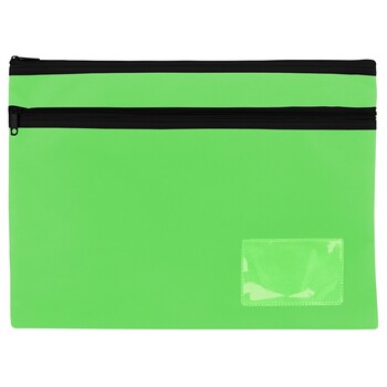 Pencil Case Celco 345X264Mm Premium Large Brights 2 Zip Lime Green