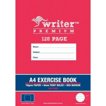 Exercise Book Writer Premium A4 8Mm Ruled + Margin Square 128Pg