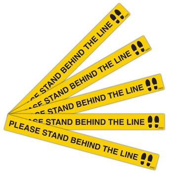 Strips Durus 50Mmx500Mm Hard Floor Please Stand Here Yellow And Black Pk5