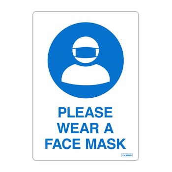 Self Adhesive Durus 105Mmx148Mm Decal Wear Face Mask Blue&White Pk2