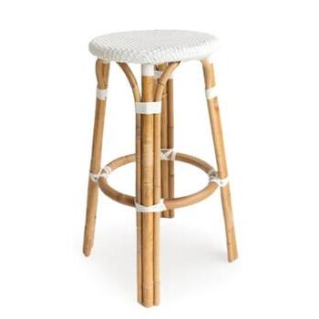 Stool Kitchen Rattan Champagne White Home Bazar
