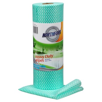 Cleaning Wipes Hd Northfork 45M 90 Shts Antibacterial Perforated Green