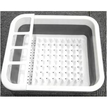 Dish Rack Drainer Collapsible Grey and White